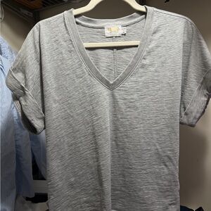 Gray V-Neck Women's Top